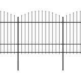 Vidaxl Garden Fence With Spears Top (1,5-1,75) x13,6 m stål svart