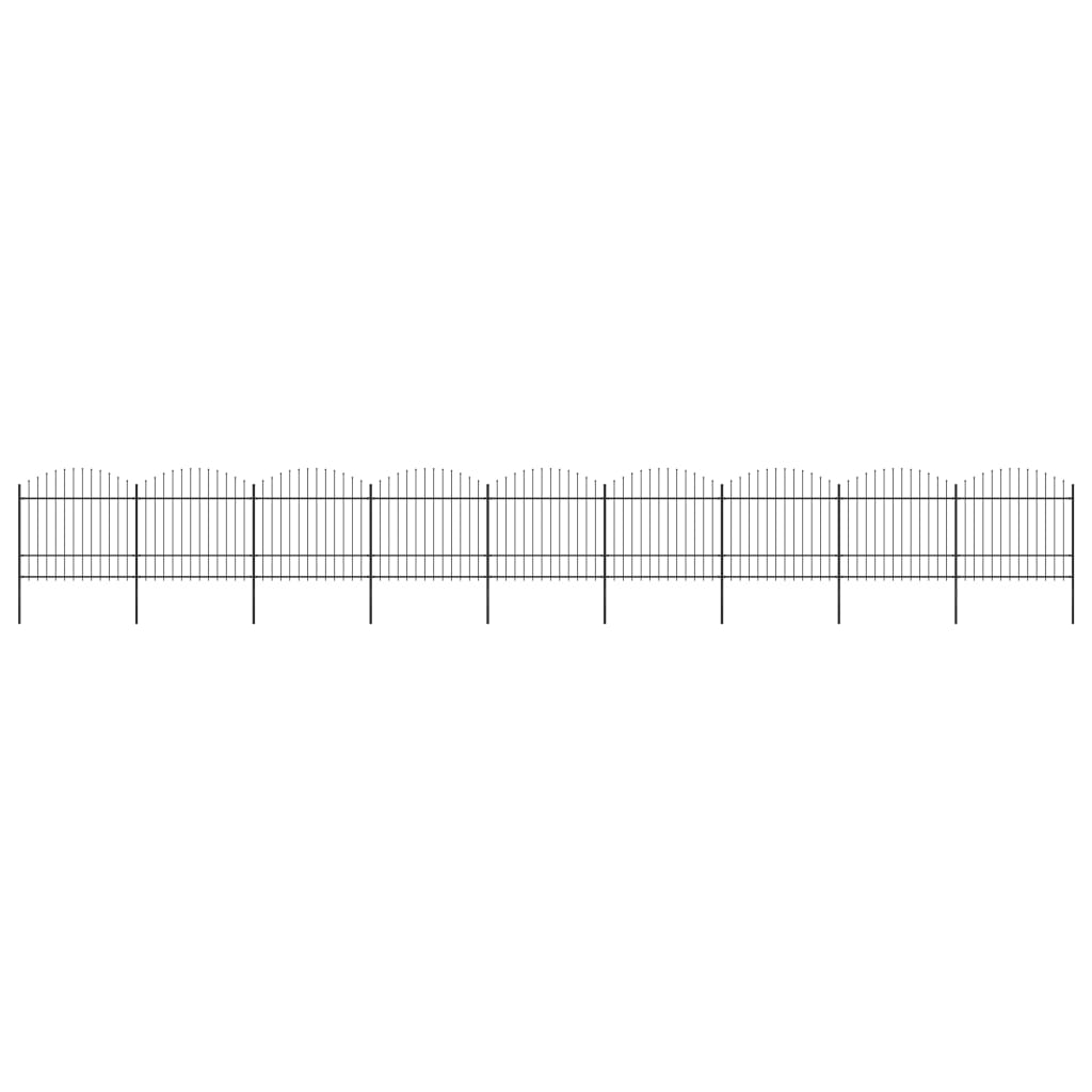 Vidaxl Garden Fence with Spears Top (1,5-1,75) x15,3 m en noire en acier