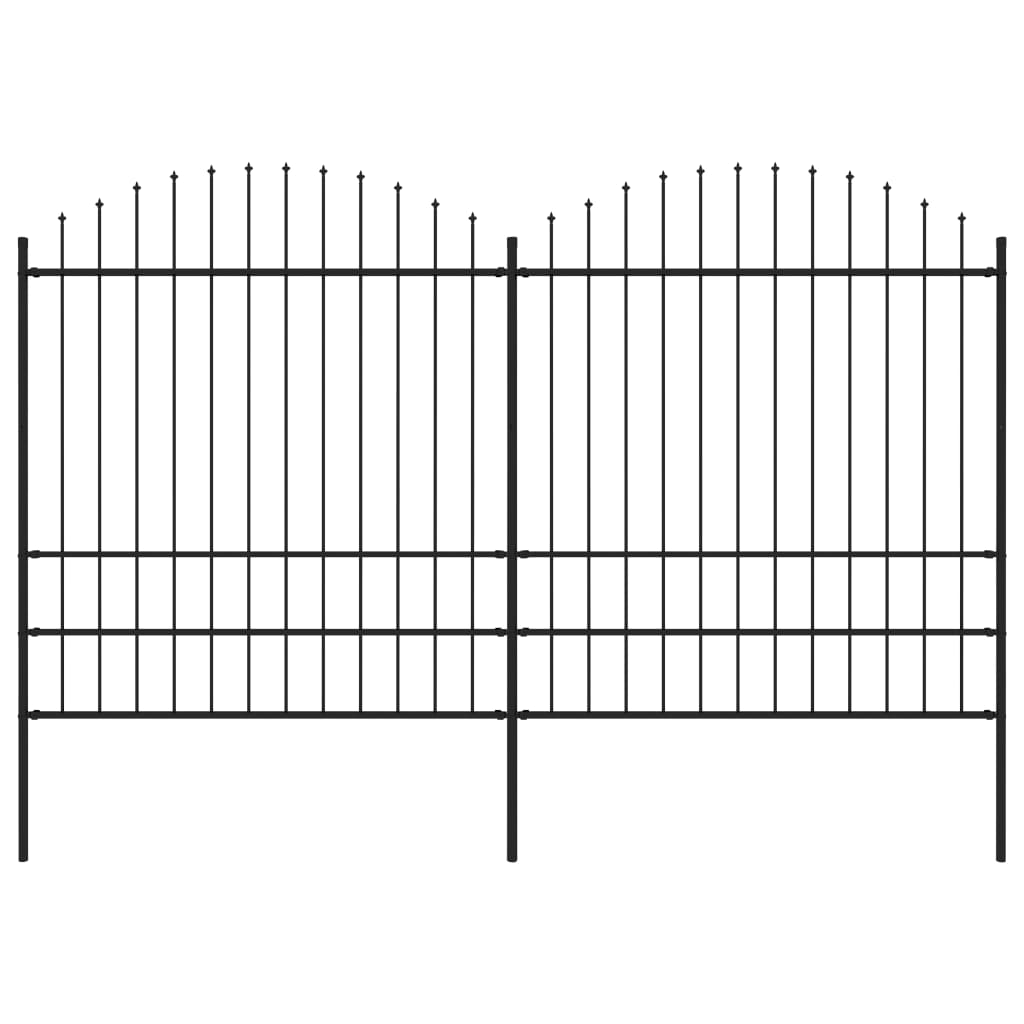 Vidaxl Garden Fence With Spears Top (1,75-2) x3,4 m stål svart