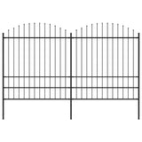 Vidaxl Garden Fence With Spears Top (1,75-2) x3,4 m stål svart