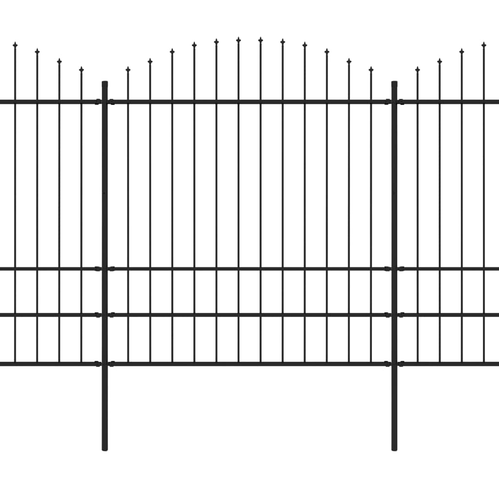 Vidaxl Garden Fence With Spears Top (1,75-2) x3,4 m stål svart