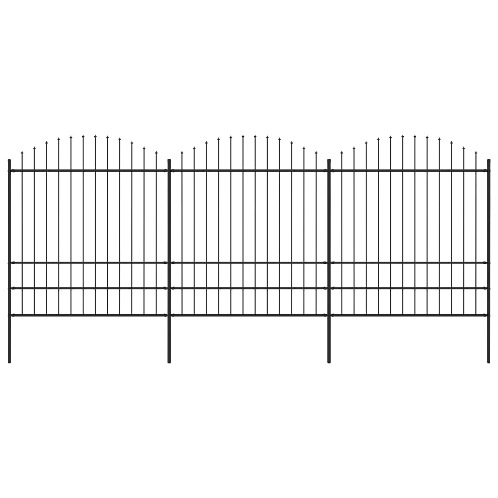 Vidaxl Garden Fence con Spears Top (1,75-2) x5,1 m Acciaio nero