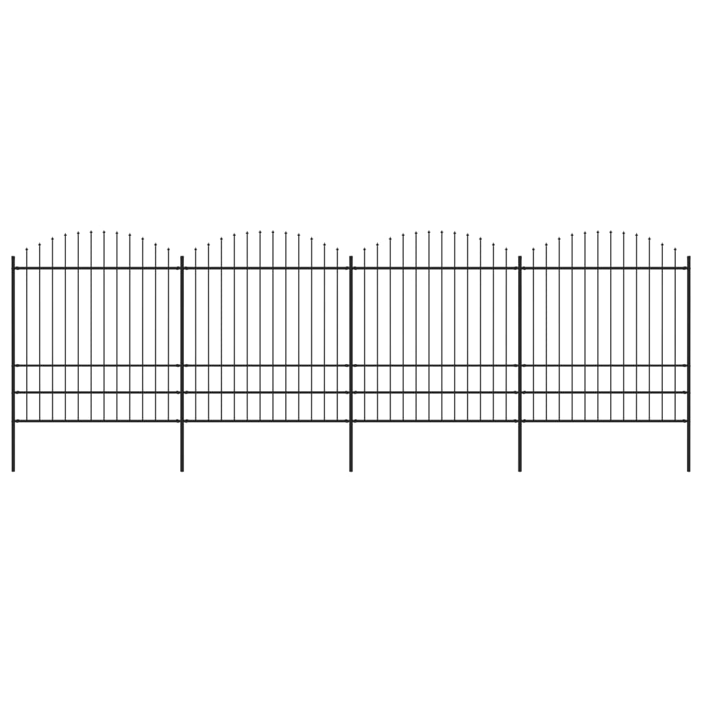 Vidaxl Garden Fence With Spears Top (1,75-2) x6,8 m stål svart