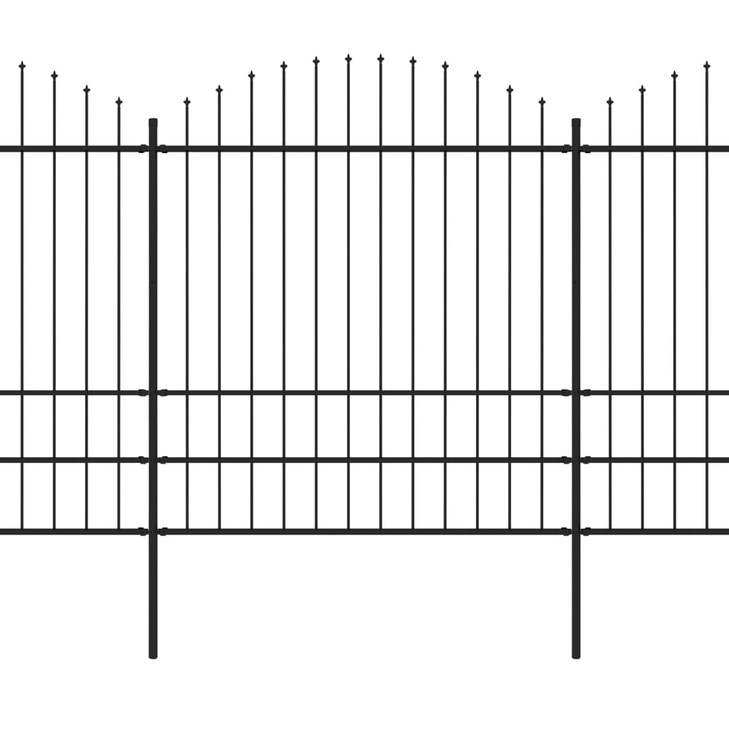 Ogrodzenie ogrodowe vidaxl z topem włóczni (1,75-2) x6,8 m stalowa czarna