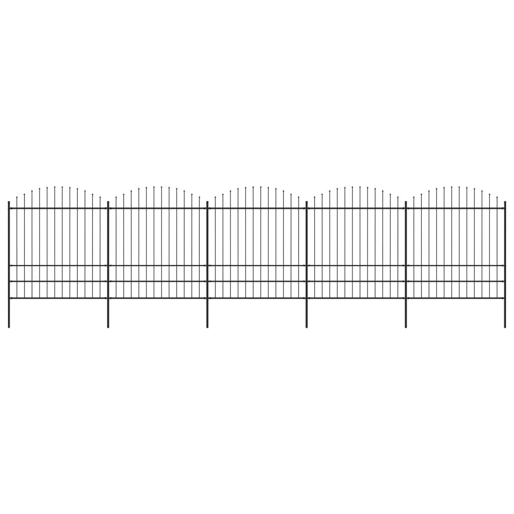 Vidaxl garden fence with spears top (1.75-2) x8.5 m steel black