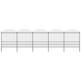 Vidaxl garden fence with spears top (1.75-2) x8.5 m steel black