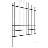 Vidaxl garden fence with spears top (1.75-2) x8.5 m steel black