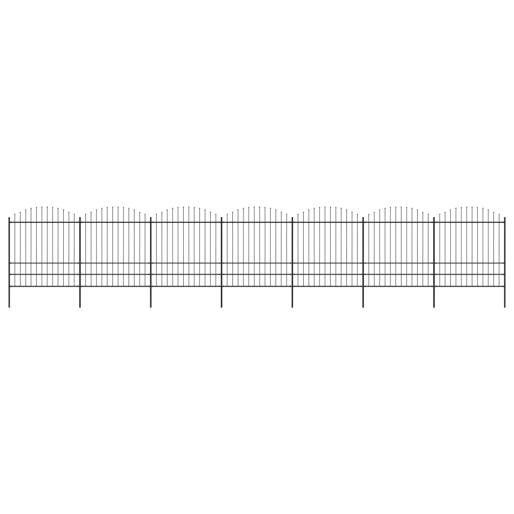 Vidaxl Garden Fence with Spears Top (1,75-2) x11,9 m en acier noir