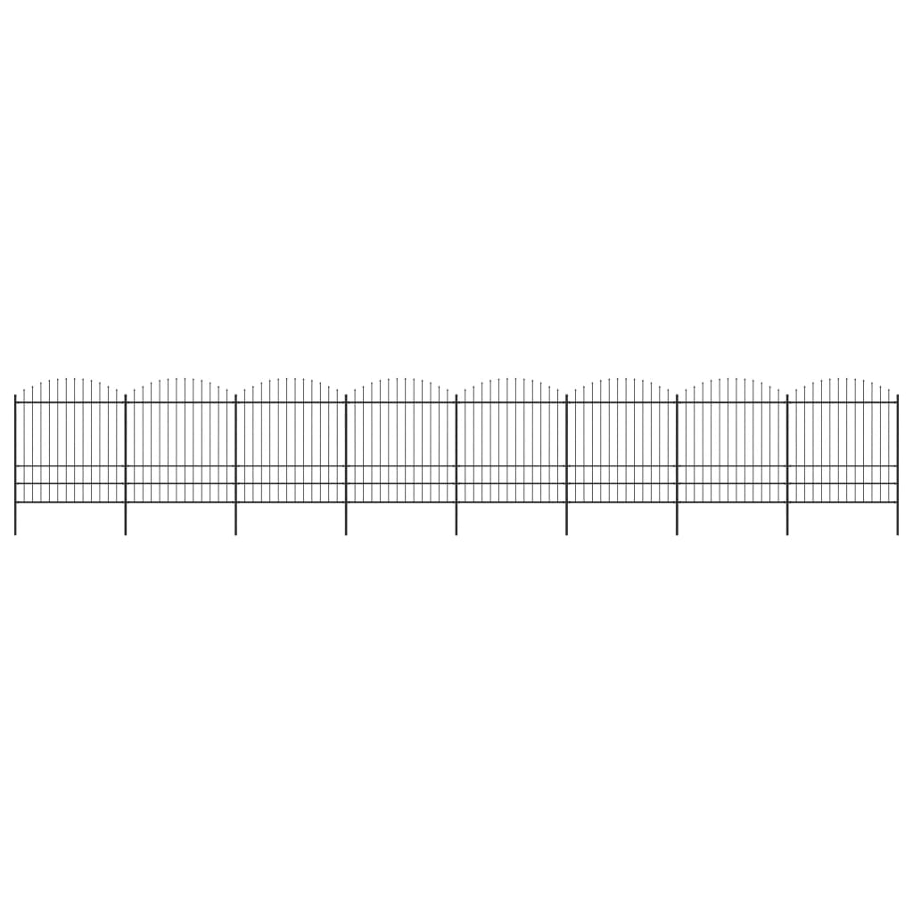 Vrtna ograja Vidaxl s Spears Top (1,75-2) x13,6 m jeklena črna