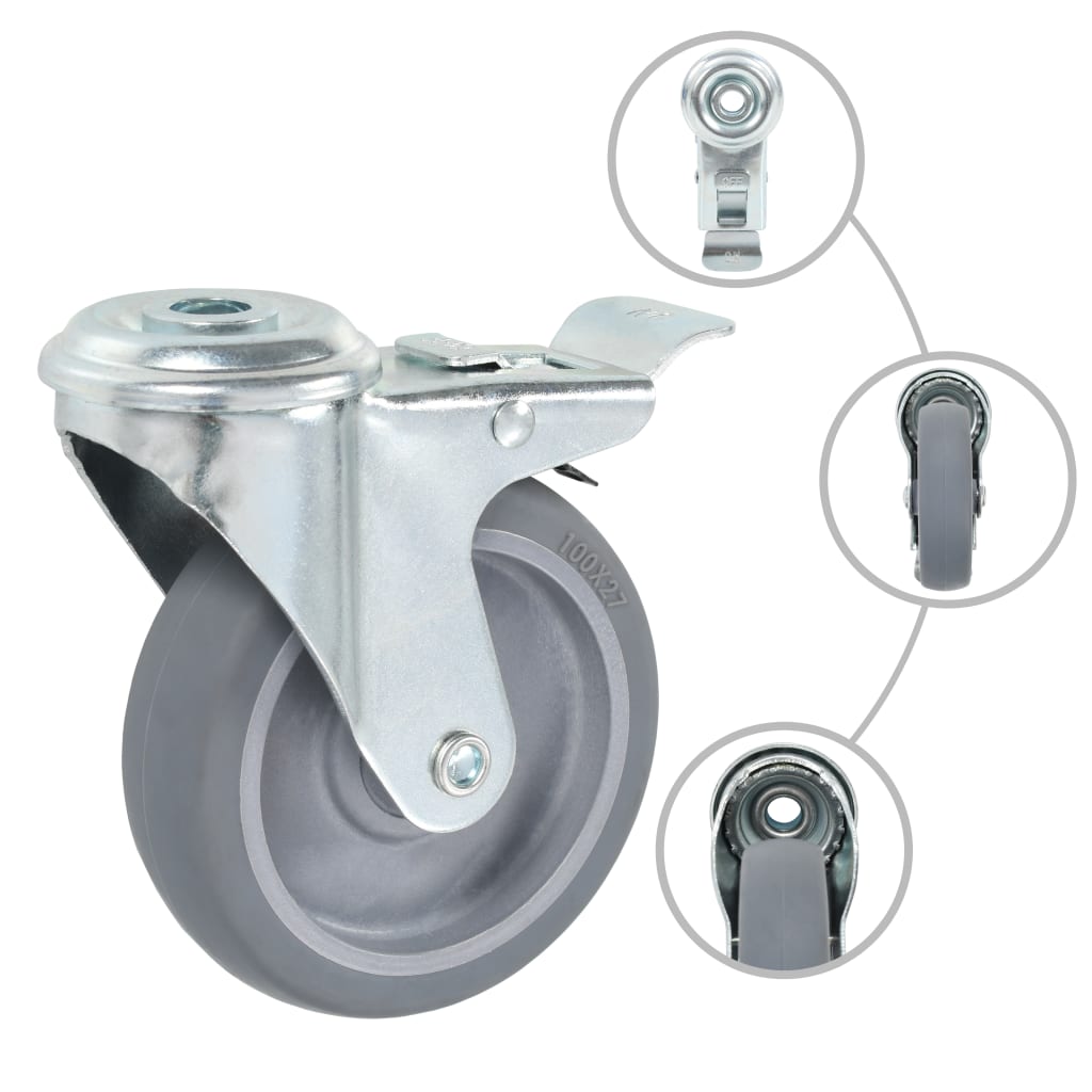 Vidaxl 32 St Swivel -hjul med bulthål 100 mm