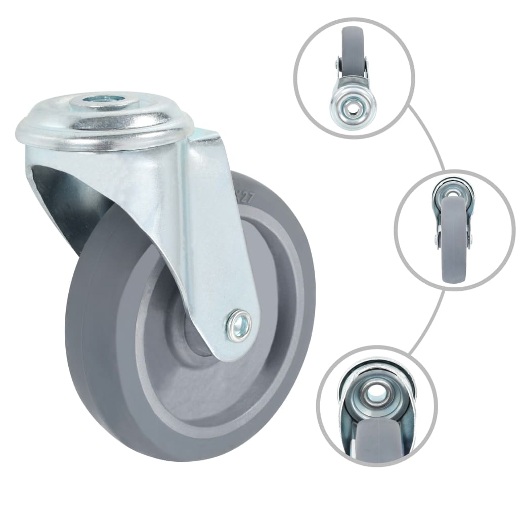 Vidaxl 12 st swivel wheels with bolt holes 100 mm