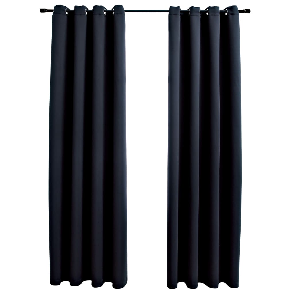 Blackout della tenda Vidaxl con anelli di metallo 2 St 140x175 cm nero