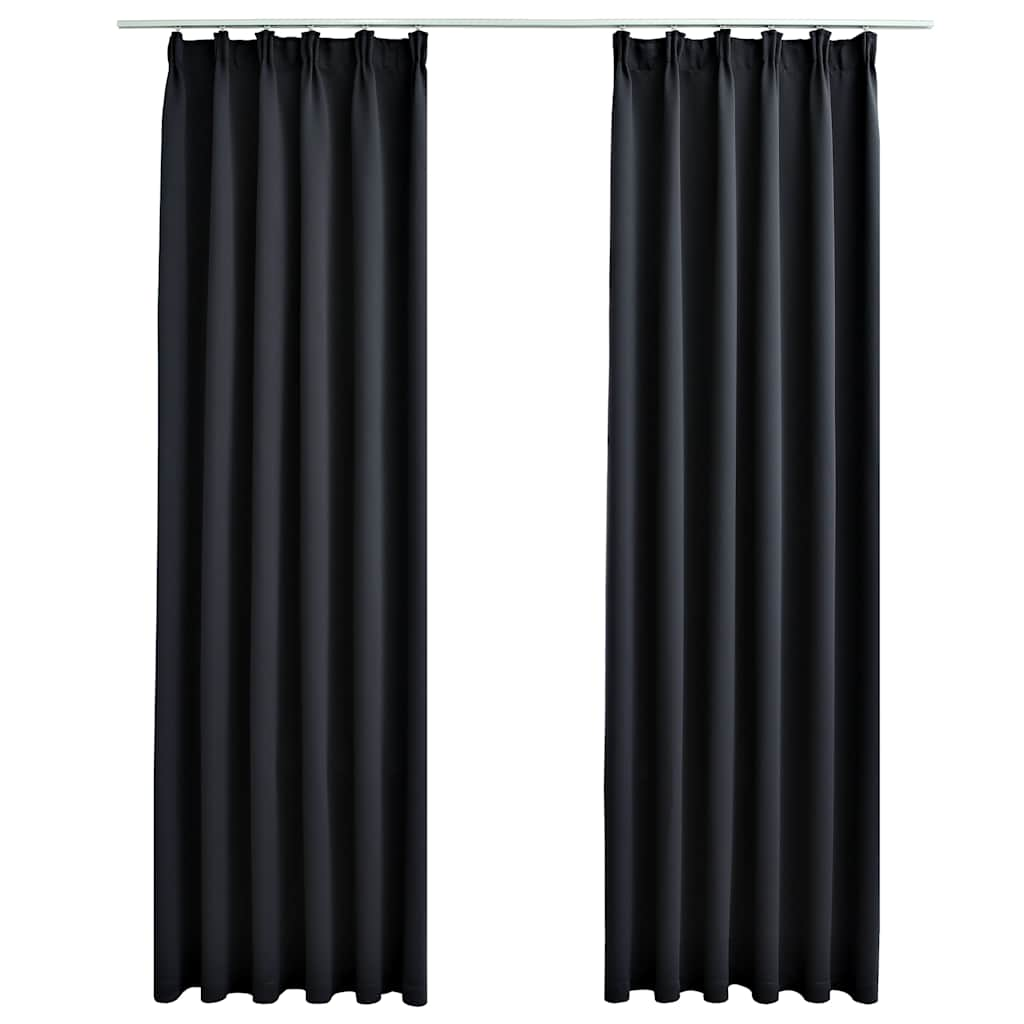 Vidaxl Vorhänge Blackout mit Haken 2 St 140x175 cm Schwarz