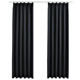 Cortinas Vidaxl Blackout con ganchos 2 ST 140x175 cm Negro