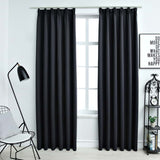 Vidaxl tende blackout con ganci 2 St 140x175 cm nero