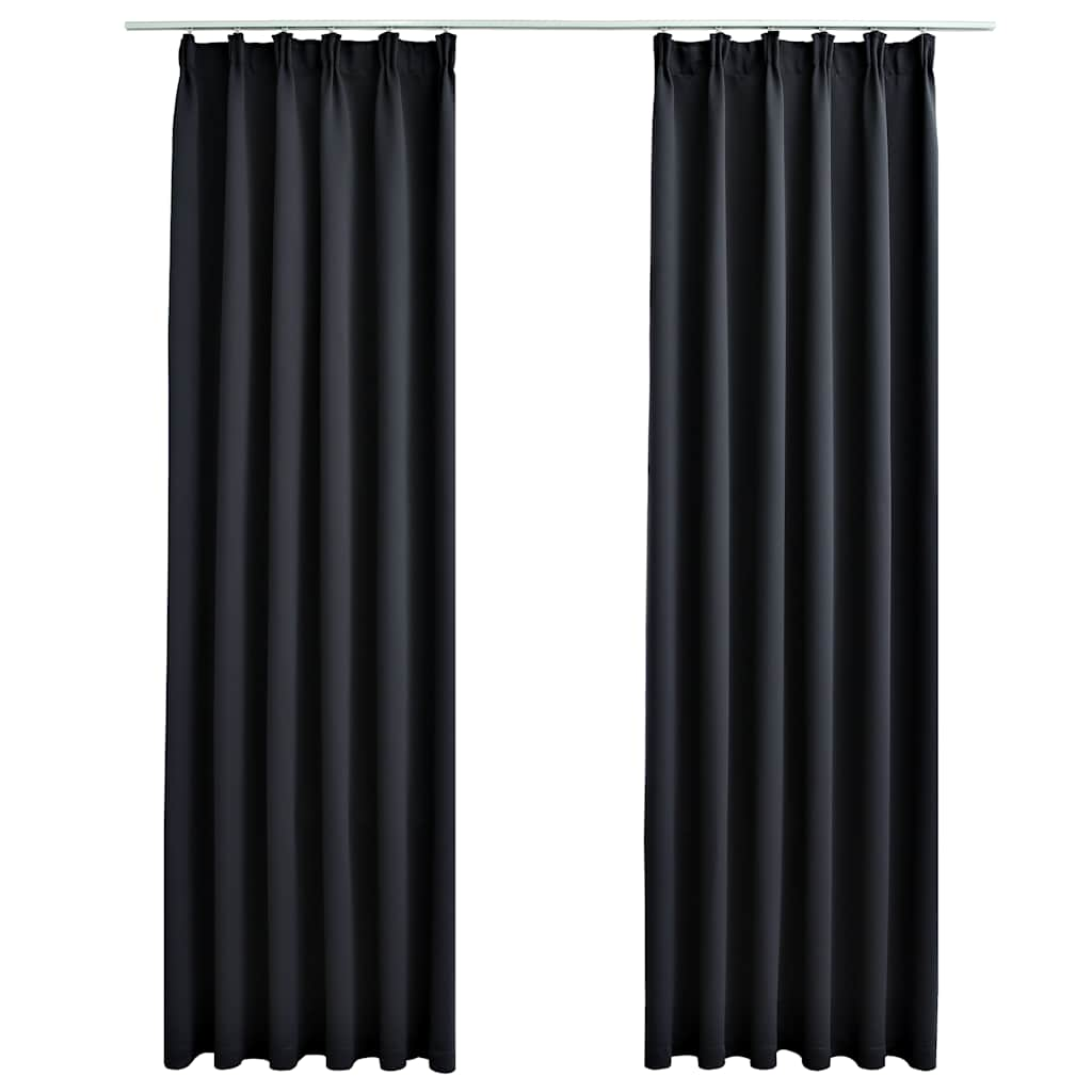 Vidaxl tende blackout con ganci 2 St 140x225 cm nero