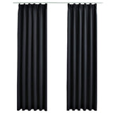 Cortinas de Vidaxl Blackout con ganchos 2 ST 140x225 cm Negro