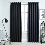 Cortinas de Vidaxl Blackout con ganchos 2 ST 140x225 cm Negro