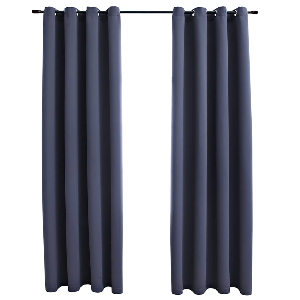 Vidaxl gardiner blackout with rings 2 st 140x225 cm antracite