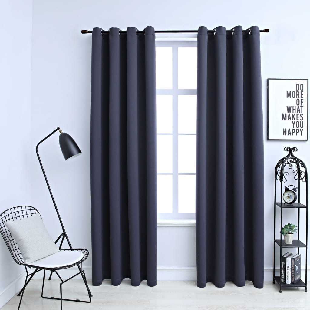 Vidaxl gardiner blackout with rings 2 st 140x245 cm antracite