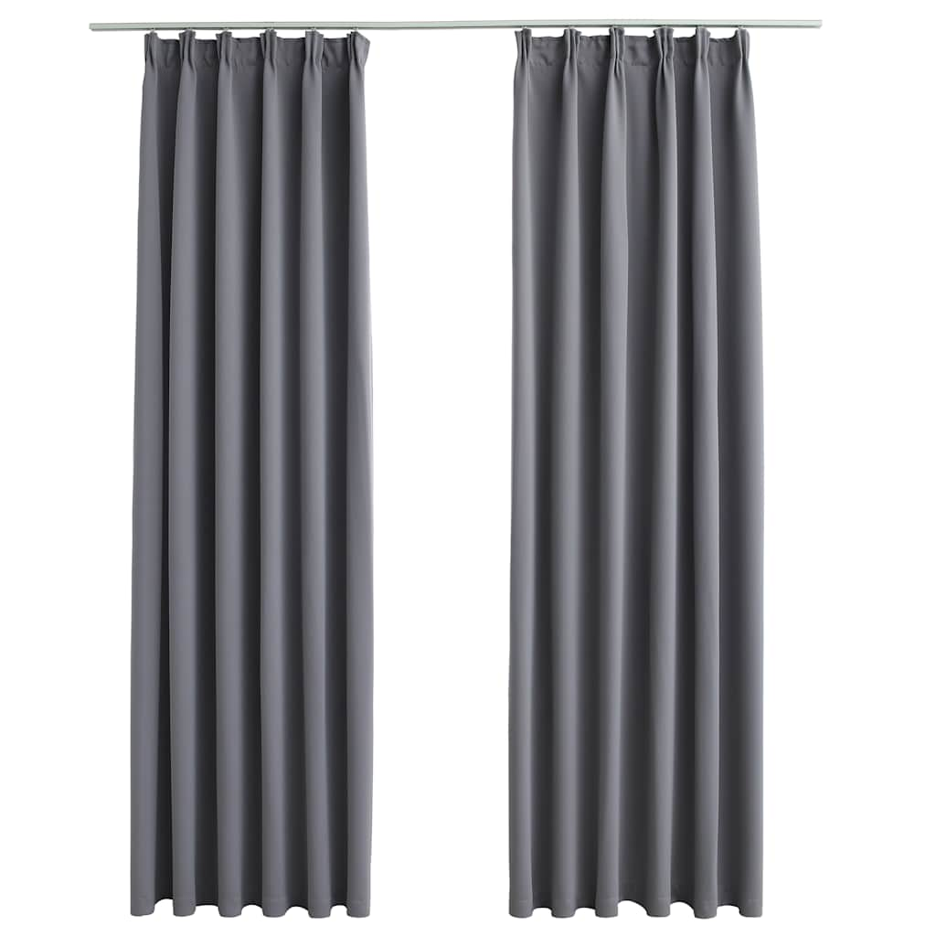 VIDAXL -Vorhänge Blackout mit Haken 2 PCs 140x225 cm grau