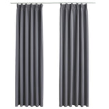 Cortinas de Vidaxl Blackout con ganchos 2 ST 140x225 cm Gray