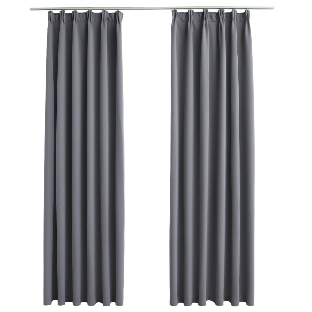 VIDAXL -Vorhänge Blackout mit Haken 2 PCs 140x245 cm grau