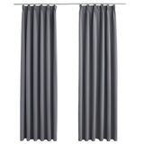 Cortinas Vidaxl Blackout con ganchos 2 PCS 140x245 cm Gray