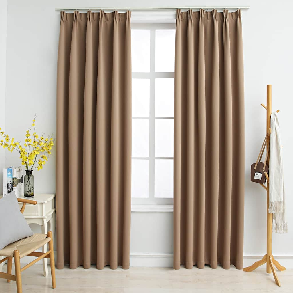 VIDAXL -Vorhänge Blackout mit Haken 2 ST 140x225 cm Taupe