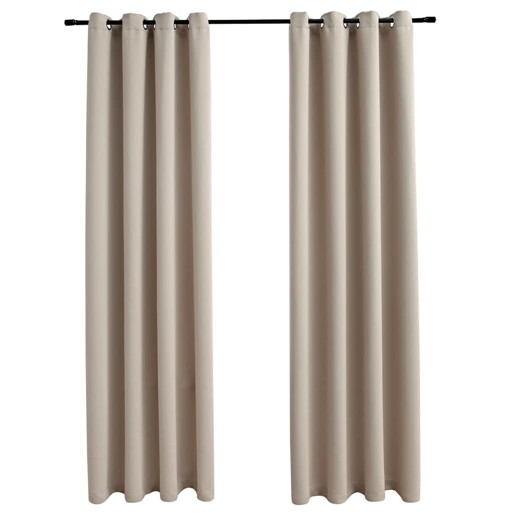 Vidaxl Curtain Damning with Metal Rings 2 St 140x175 cm Beige