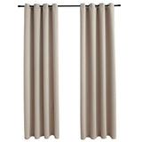 Vidaxl Curtain Damning with Metal Rings 2 St 140x175 cm Beige