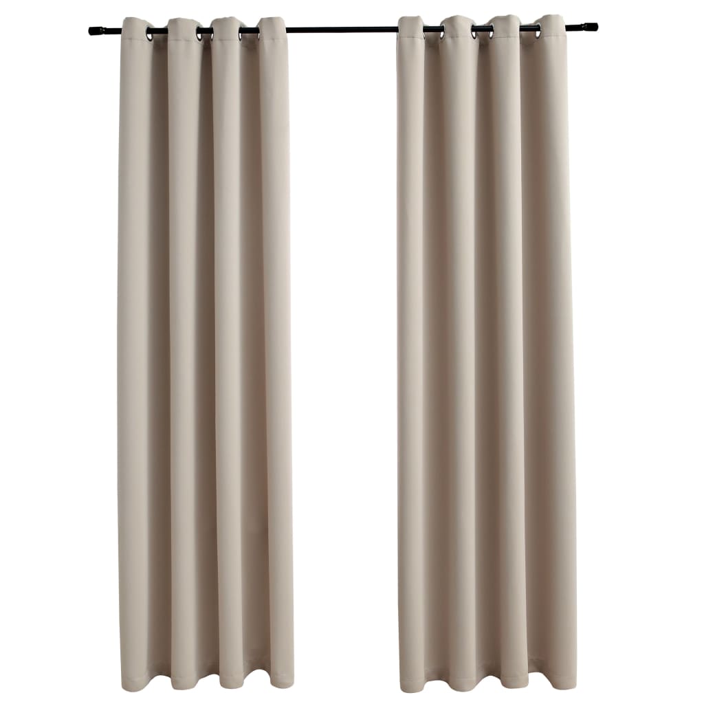 Curta di Vidaxl Dannocchia con anelli di metallo 2 ST 140x225 cm beige