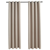 Rideau vidaxl accablant avec des anneaux métalliques 2 st 140x225 cm beige