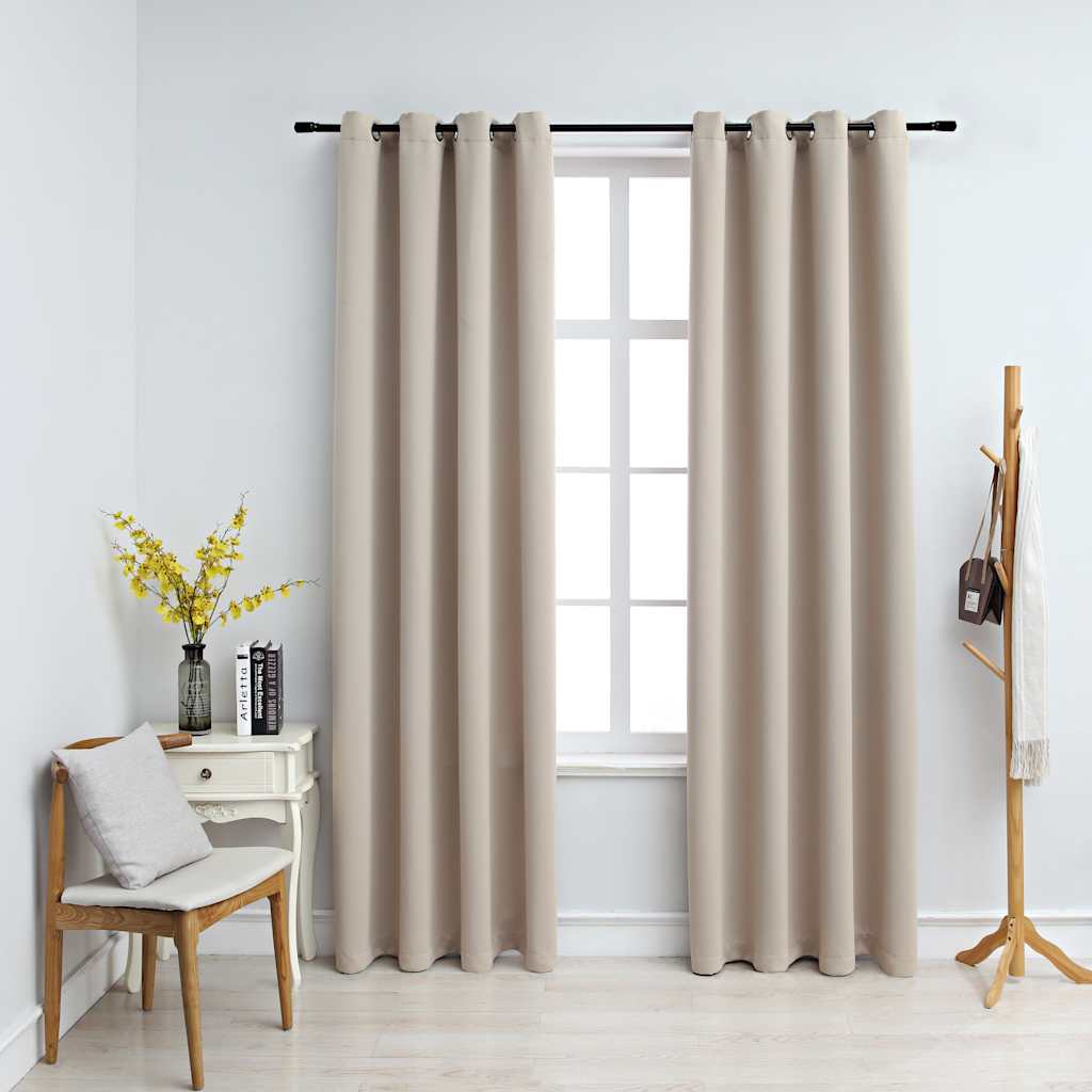 Kurtyna vidaxl potępiająca metalowe pierścienie 2 ST 140x225 cm Beige