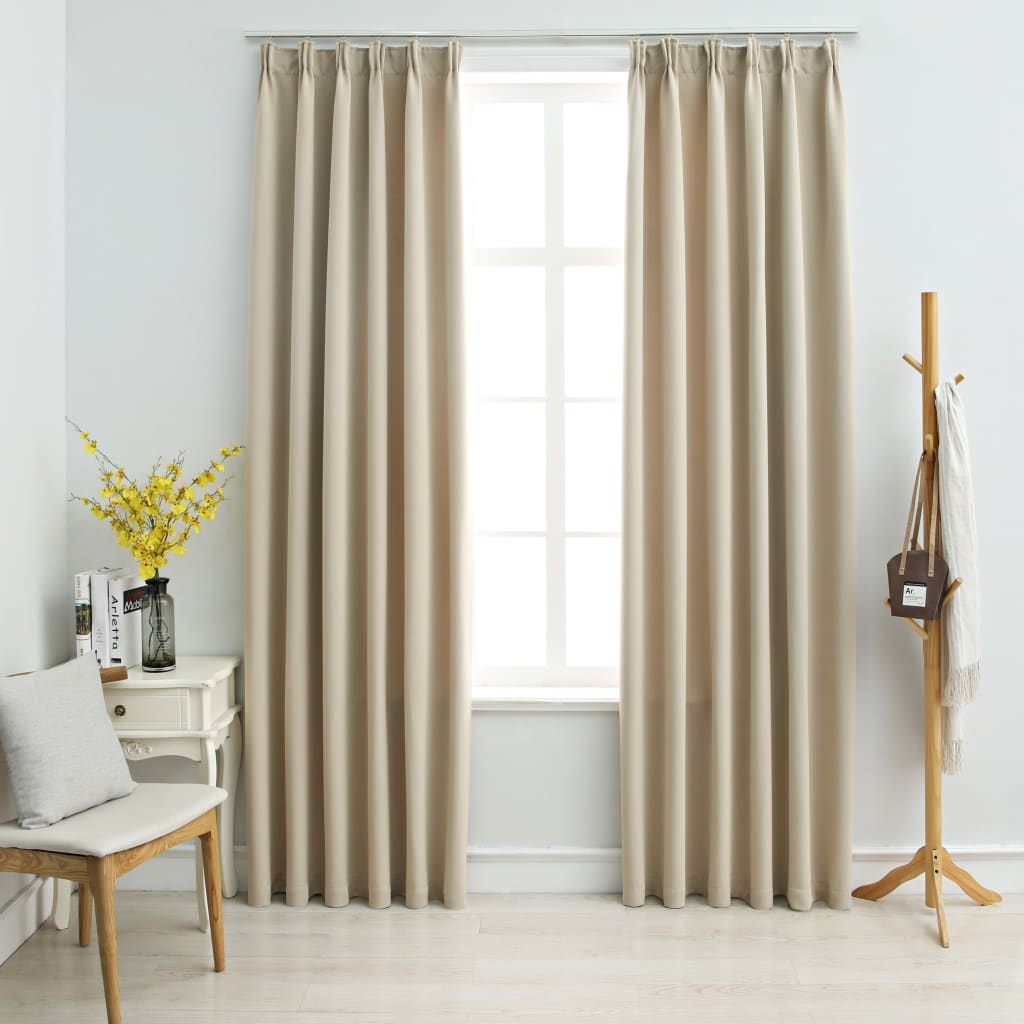 VIDAXL -Vorhänge Blackout mit Haken 2 ST 140x175 cm Beige