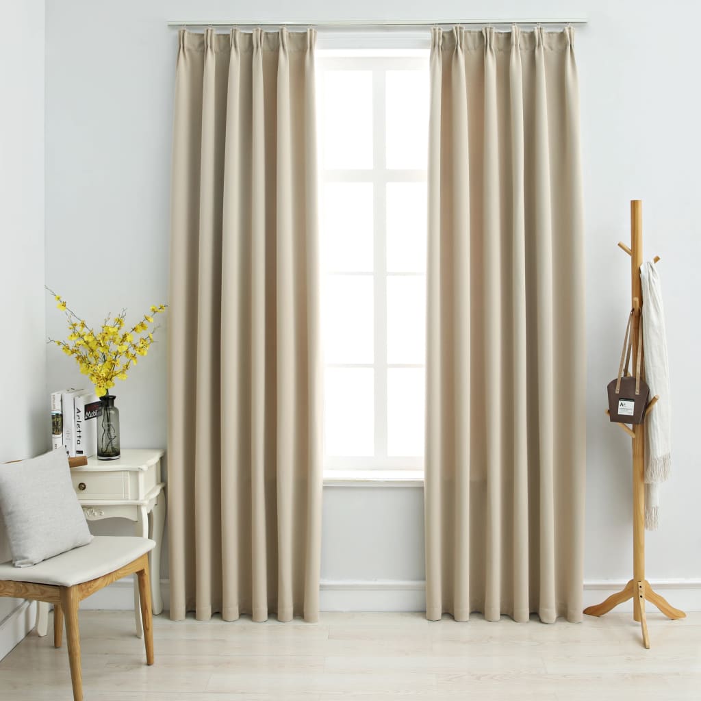 VIDAXL -Vorhänge verdunkeln sich mit Haken 2 ST 140x245 cm Beige