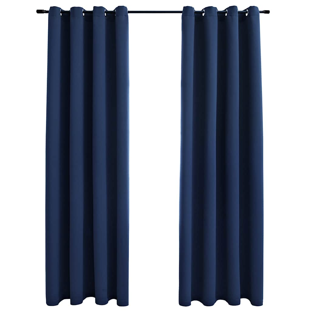 Rideau vidaxl accablant avec des anneaux en métal 2 st 140x225 cm bleu