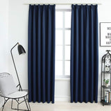 Cortinas de Vidaxl Blackout con ganchos 2 ST 140x175 cm azul