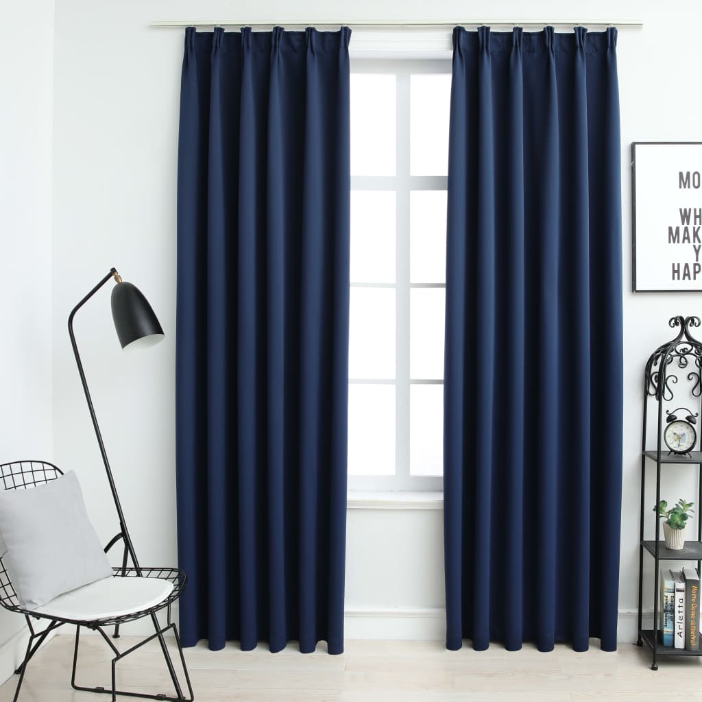 VIDAXL -Vorhänge Blackout mit Haken 2 PCs 140x225 cm blau