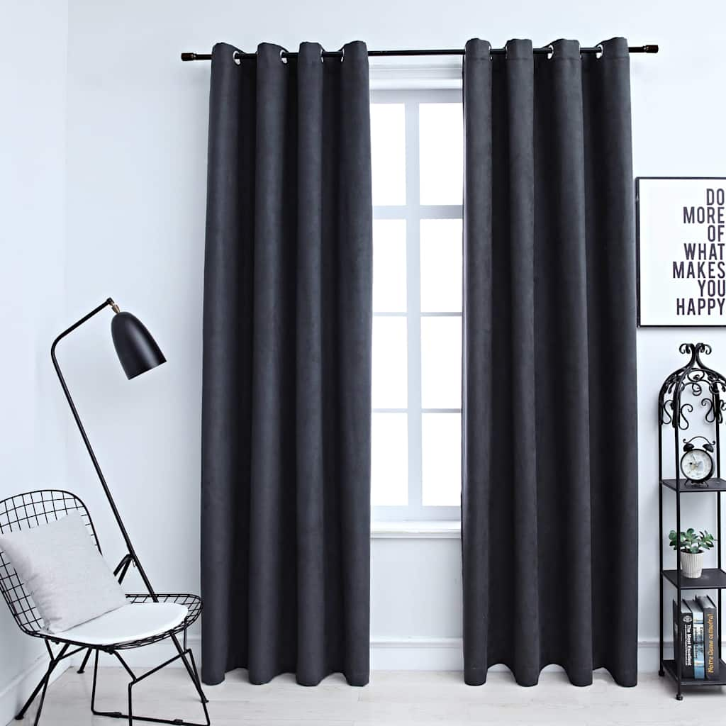 Cortinas Vidaxl Blackout con anillos 2 ST 140x225 cm antracita