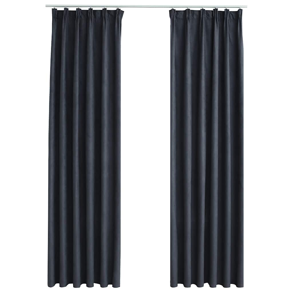 Vidaxl gardiner blackout med kroker 2 stk 140x175 cm antracitt