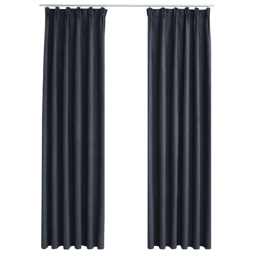 Vidaxl -gardiner mørkere med kroker 2 St 140x225 cm Anthracite