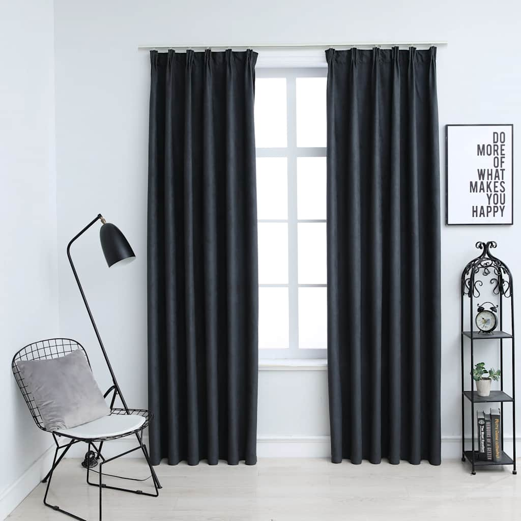 Vidaxl -gardiner mørkere med kroker 2 St 140x225 cm Anthracite