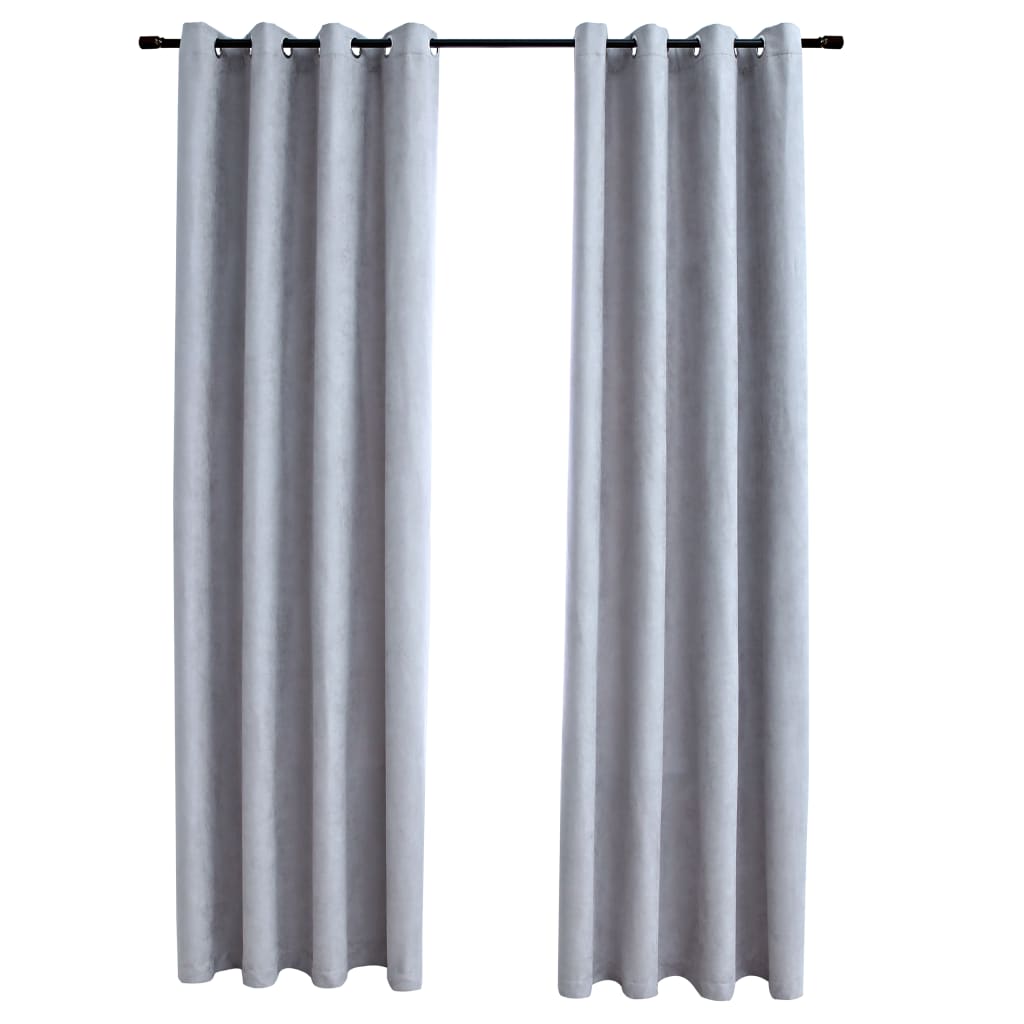 Rideau vidaxl accablant avec des anneaux en métal 2 st 140x175 cm gris