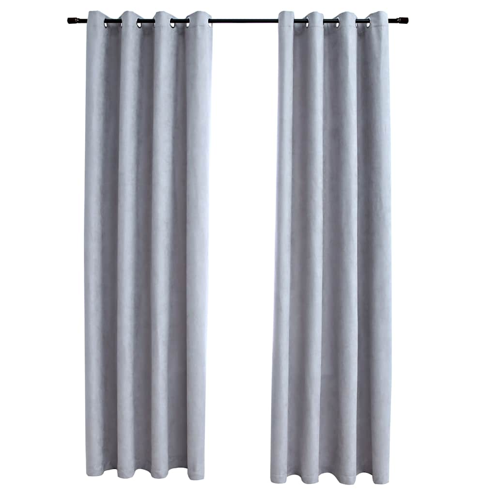 Vidaxl Curtain Damning with Metal Rings 2 St 140x175 cm grå