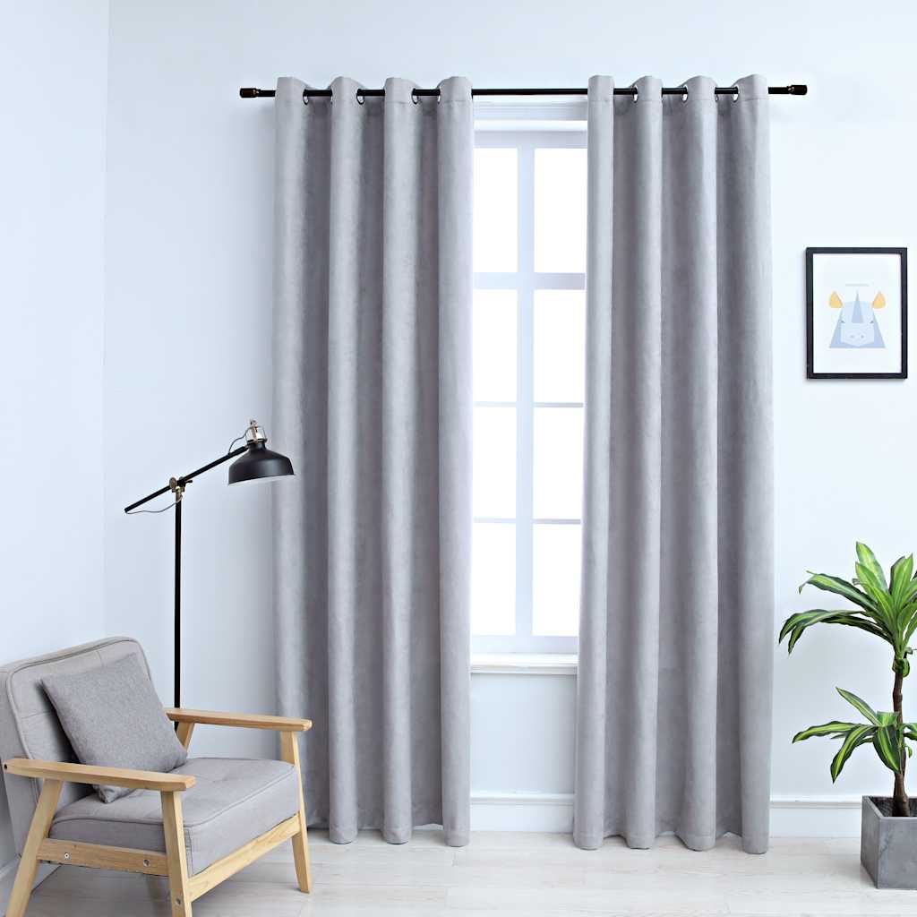 Vidaxl Curtain Damning with Metal Rings 2 St 140x175 cm grå