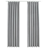 Cortinas de Vidaxl Blackout con ganchos 2 ST 140x175 cm Gray