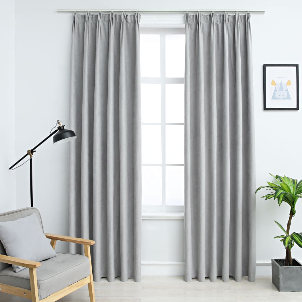 Cortinas de Vidaxl Blackout con ganchos 2 ST 140x175 cm Gray