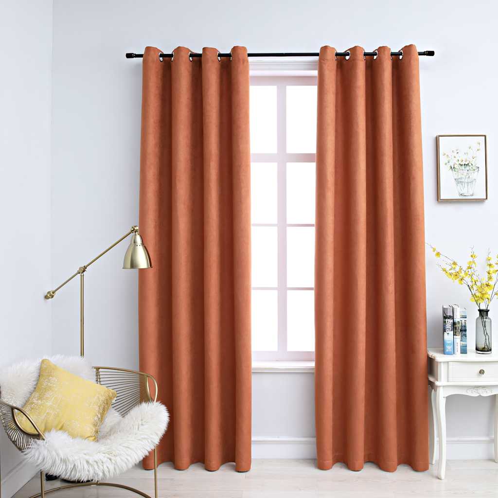 Vidaxl gardiner Blackout with Rings 2 St 140x175 cm rust -farget