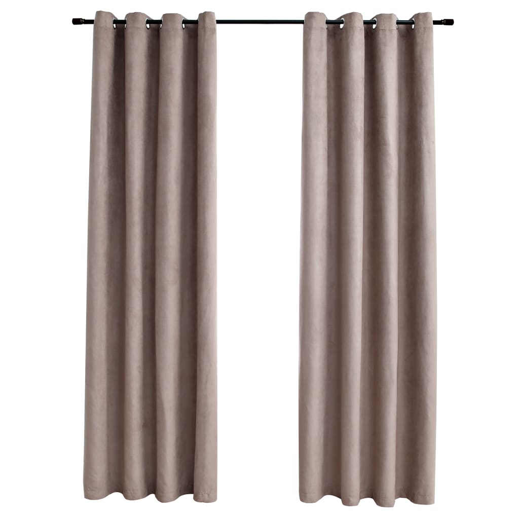 Vidaxl zavesa prekleta s kovinskimi obroči 2 St 140x175 cm Taupe